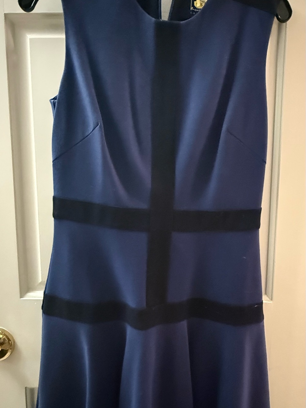 Nicole Miller Navy and Black Sleeveless Fit-and-Flare Dress